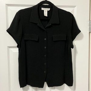 ⭐️2/$30⭐️ Jones New York classic black button-down short sleeve shirt, sz 14